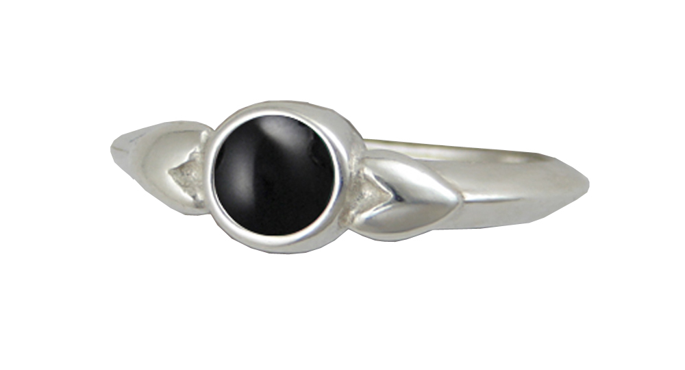 Sterling Silver When Two Hearts Are One Ring With Black Onyx Size 10